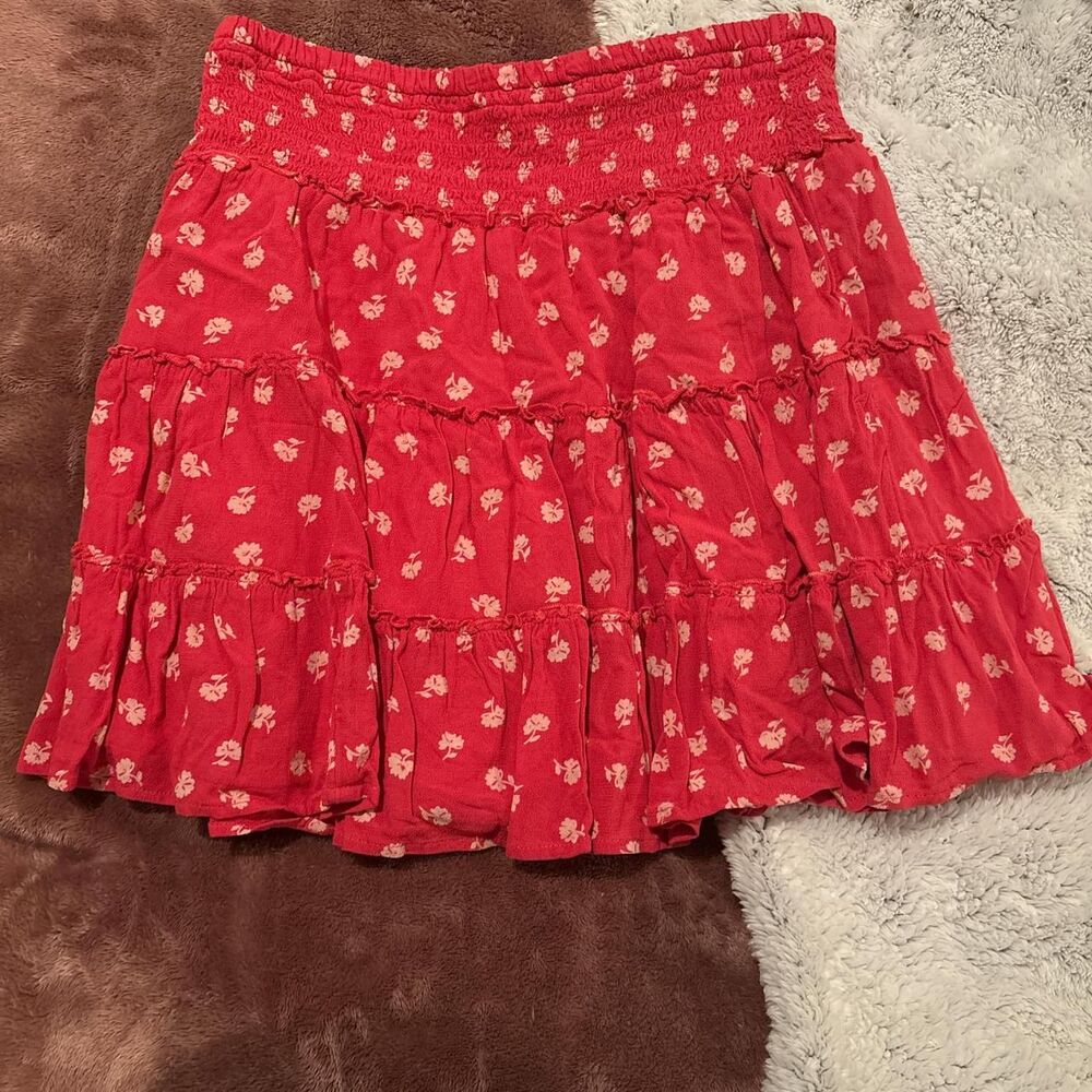 American-eagle Women's Red and Pink Skirt